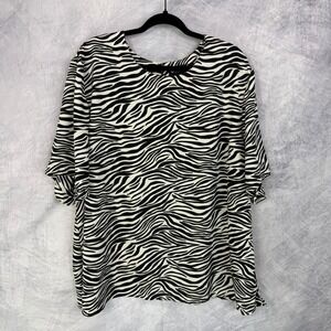 Maggie Barnes Zebra top sz 3X Polyester Shirt career office animal print